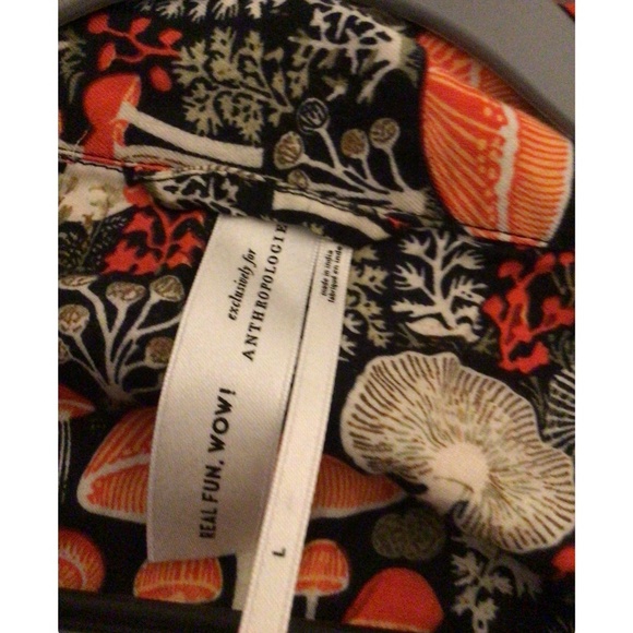 REL FUM WOW EXCLUSIVELY BY ANTHROPOLOGIE PAJAMA SET WITH MUSHROOM PRINT L # COZY - Picture 6 of 10